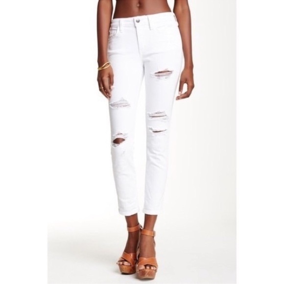 Joe's Jeans Denim - Joe’s Jeans Janel White Straight Leg Distressed Jeans